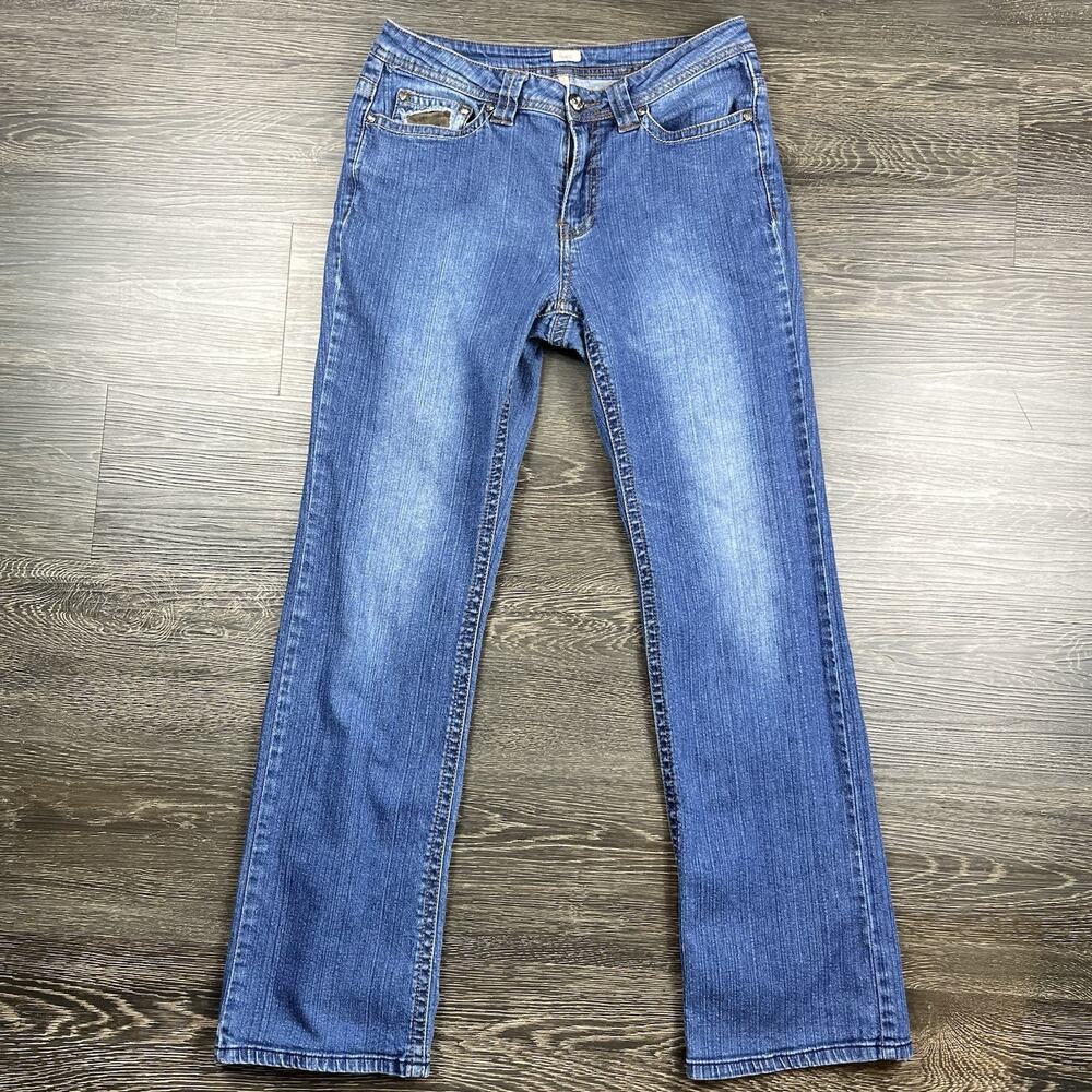 Reba‎ Embellished Women's Straight Leg Jeans Size 6 Animal Print Accent Pockets